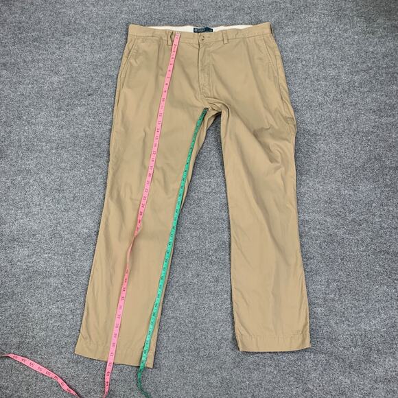 Polo Ralph Lauren Pants Mens 38 Beige Chino Cotton Straight Flat Front Pockets - Picture 6 of 12